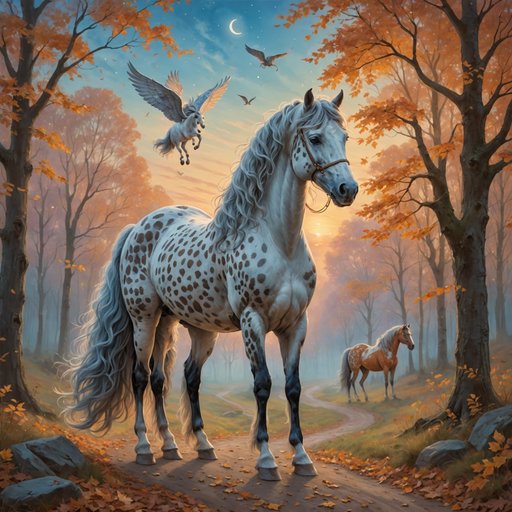 A pastel fantasy art of an Andalusian