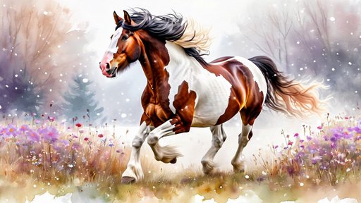 Clydesdale cantering in a relaxed circle